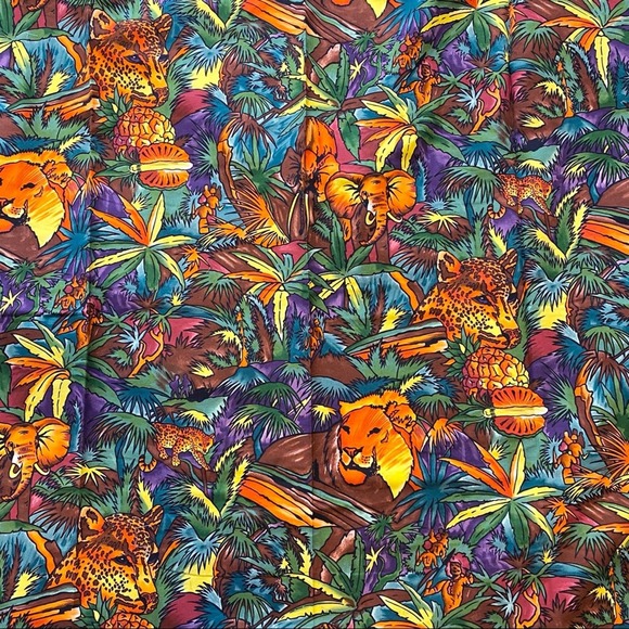 Vintage 2x 42in Squares Forest Jungle Fabric Phillip De Leon for Alexander Henry - Picture 1 of 5